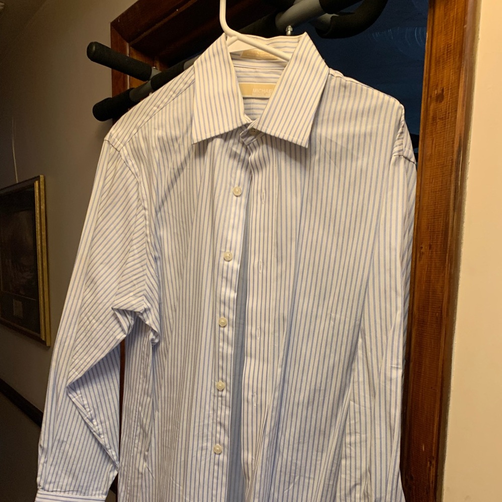 Michael Kors men’s blue/white striped dress shirt.